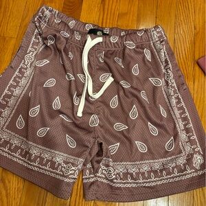 Darc Sport Athletic Shorts in Brown with White Paisley